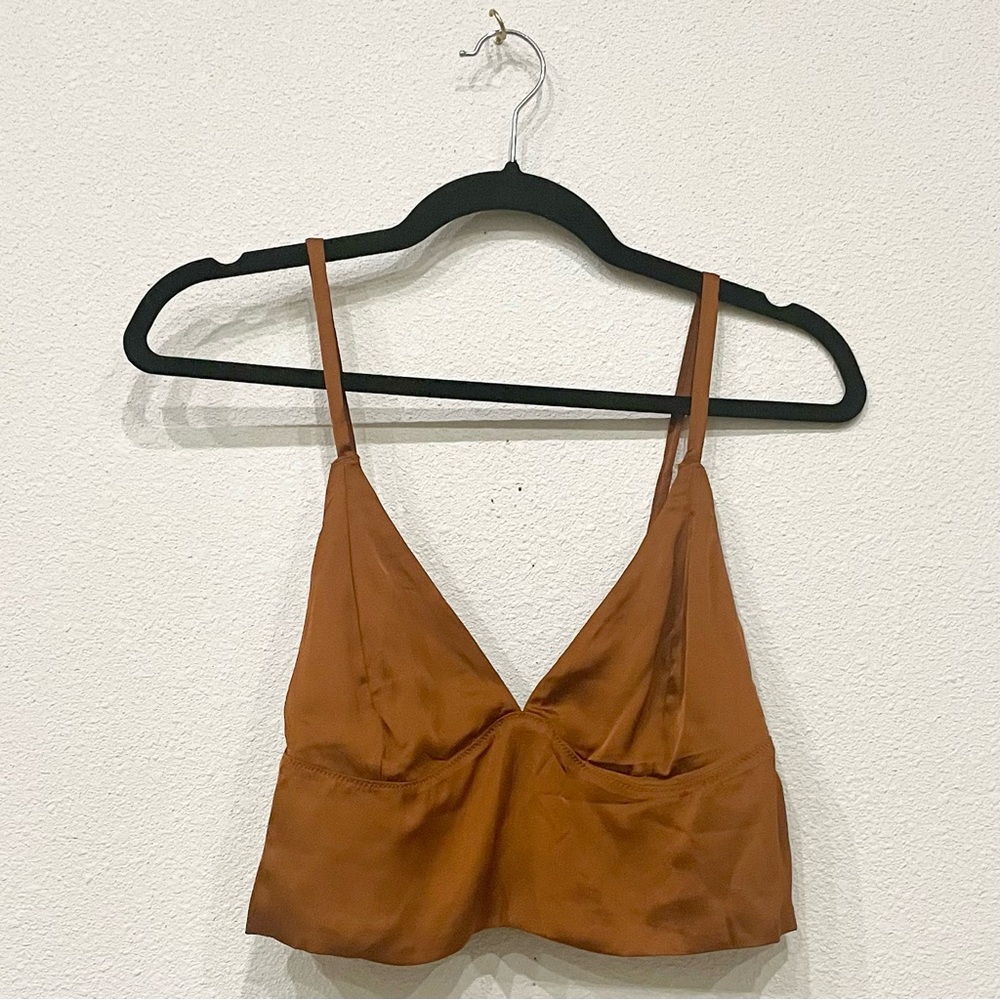 Aerie Satin Corset Cropped Tank Top